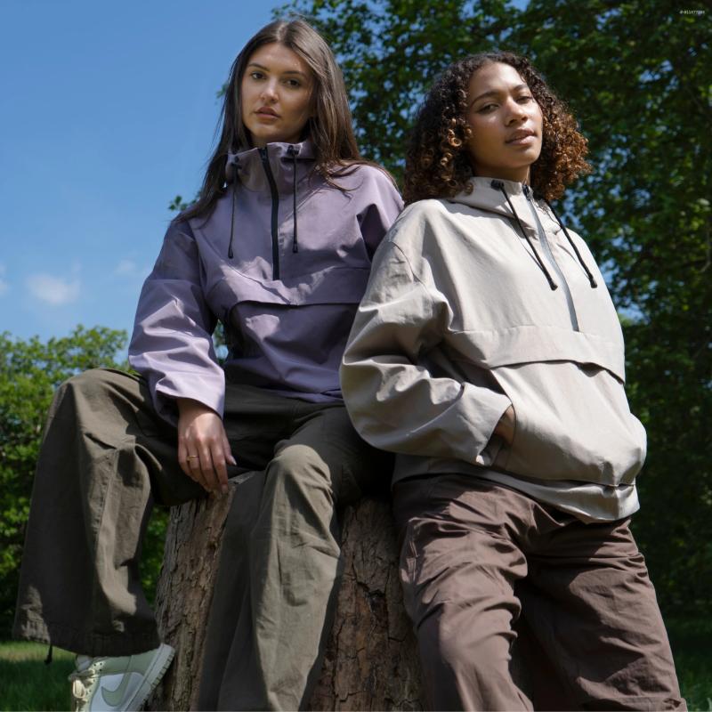 Womens Jackets Oversized Against Heavy Rain Waterproof Summer Hoodie Raincoat Jacket Half Zip Zipped Large Kangaroo Pocket Design S260424