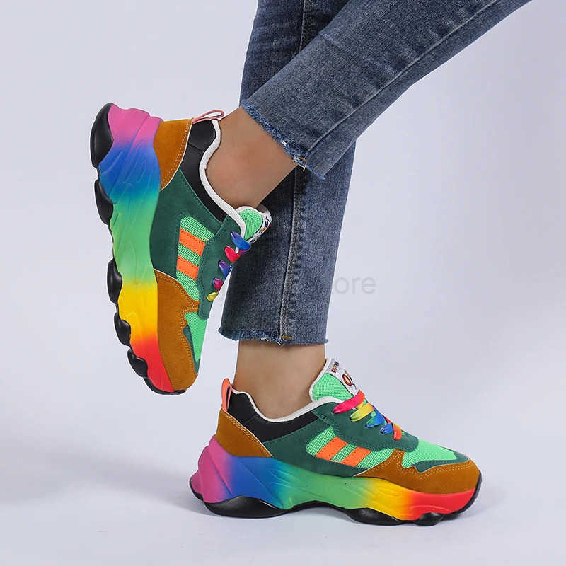Women Sneakers Summer Womens Vulcanized Shoes Round Toe Color Contrast Sports Shoes Ladies Lace Up Casual Sports Shoes M250818