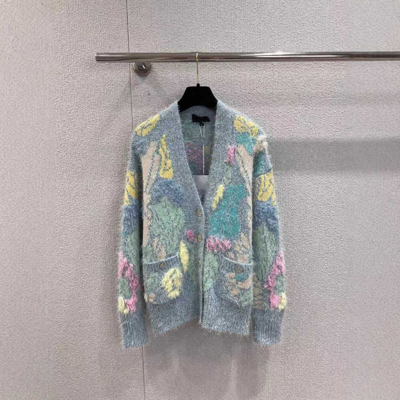 Women's Sweaters designer Sweaters coat 2025 Autumn Handmade Feather Trim Color Block Floral V-Neck Knitted Cardigan Stylish Tassel Top women 4JIZ