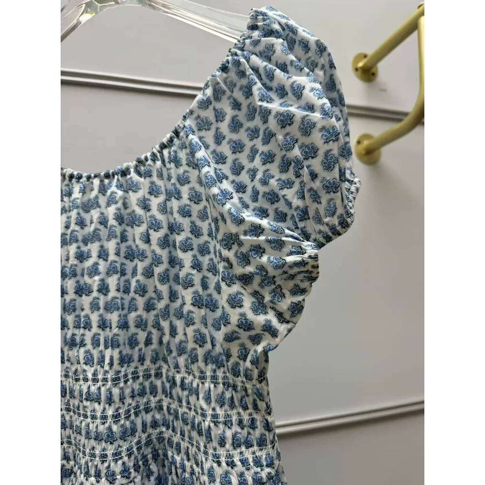 hoodie Women New Spring And Summer Printed Drawstring Tied Elastic Waist Round Neck Puff Sleeve Dress jacket