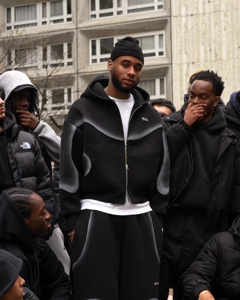 Men's Tracksuits Fashionable Simple Trendy Brand High Street Loose Casual Hoodie Goth Harajuku Retro Striped Zipper Sweatshirt Men Women