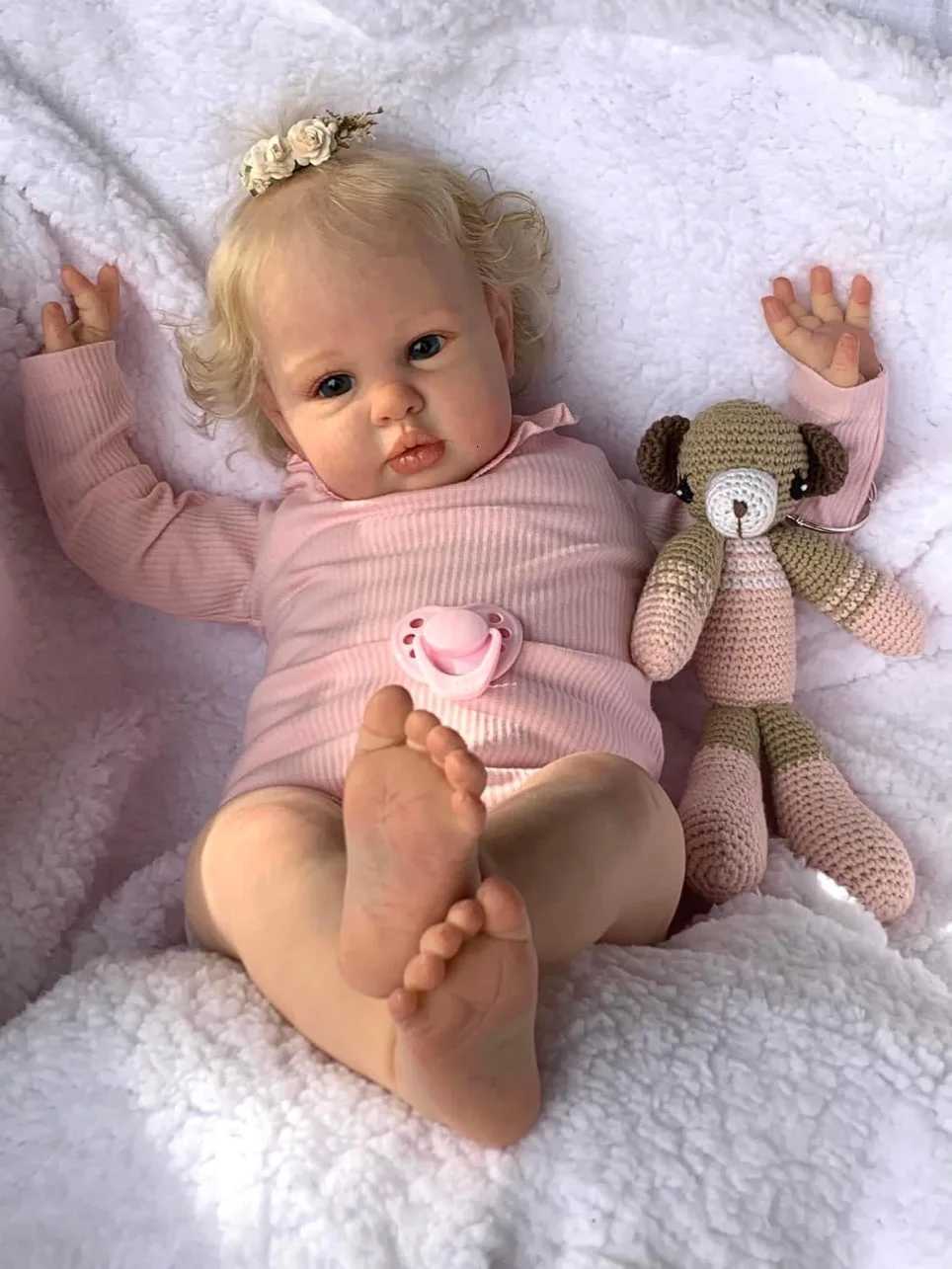 24 Inch Reborn Baby Doll Ellie - Toddler Newborn Princess Girl Doll with Lifelike Soft Touch 3D Skin and Hand Rooted Hair W250818