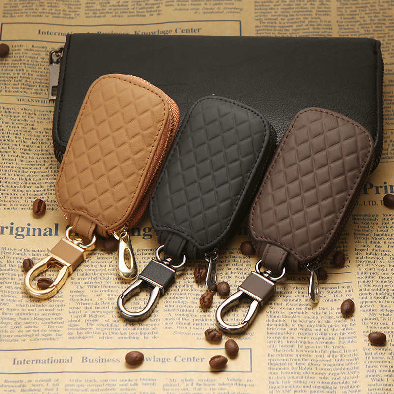 Woven Pattern Genuine Leather Universal Car Key Case Universal Type for Men and Women Car Remote Control Protective Cover Korean Style Personality 250