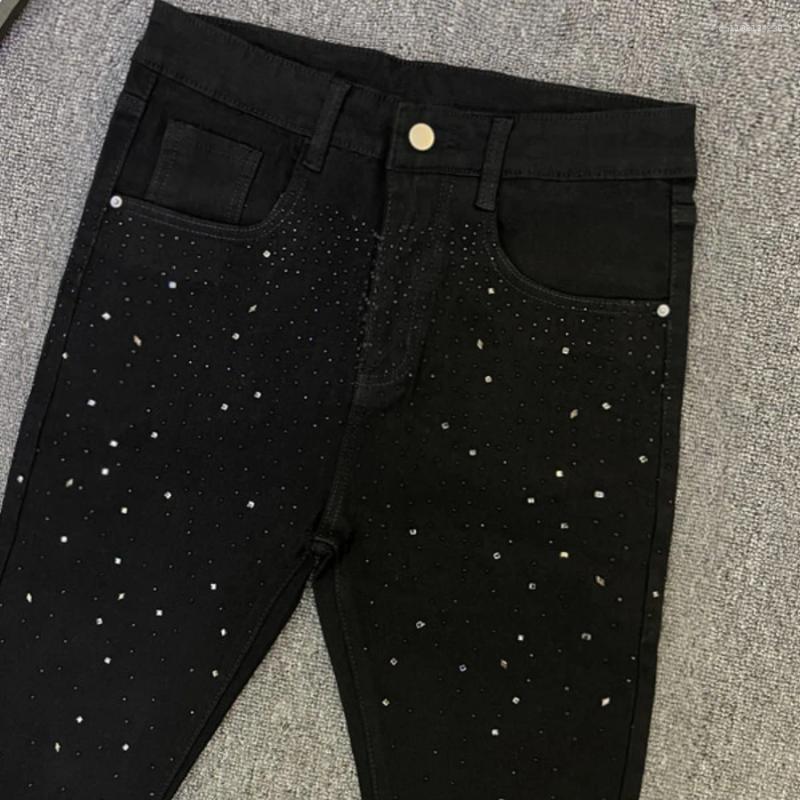 Men's Jeans Y2k Drilling Men Sky Is Full Of Stars Pants High Street Slim Straight Denim Trousers Hip-Hop Punk Gothic Vintage