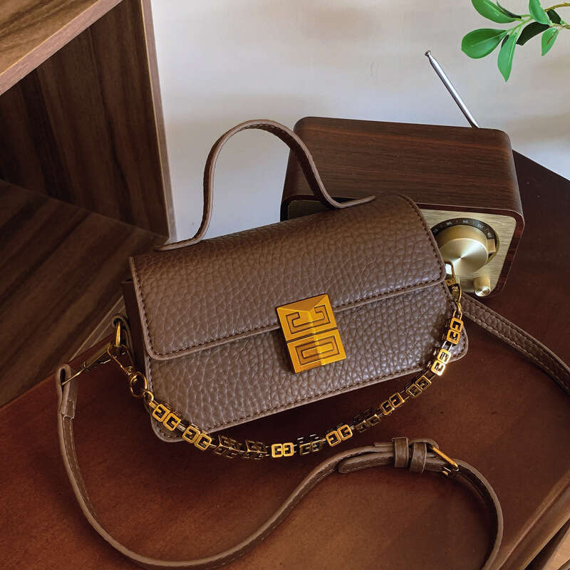 High-End Lychee Pattern for Women 2025 New Designer Trendy Fashion Chain Bags Commuter Small Square Crossbody Bag