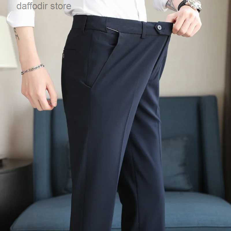 Plus size 44 42 40 Men Business Social Suit Pant 2024 Spring Formal Slim Wedding Trouser Mens Brand Fashion Casual Dress Pants S251219