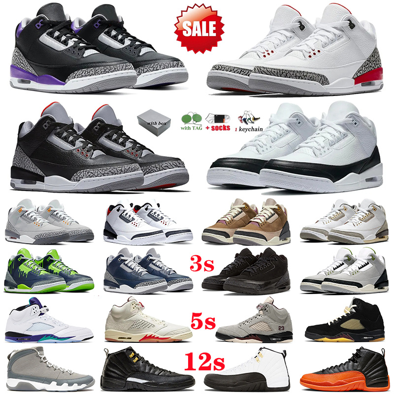3s Sneakers 5s 12s Basketball Shoes High quality Sports Shoes Luxury Black Cement Cardinal Red Dark Iris Fire Red Mocha Pine Green Men cushion Platform Trainers