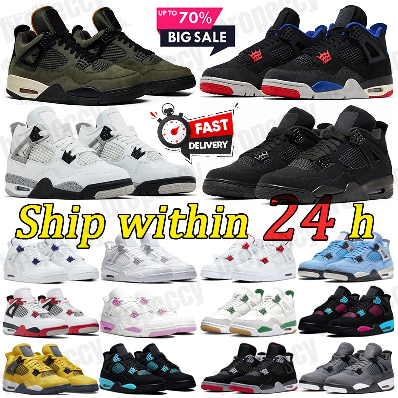 4 designer shoes 4s Black Cats basketball shoes Metallic Reimagined Military White Oreo Fire Red Unc Cool Grey Cement Thunder Pink Women trainers mens sneakers
