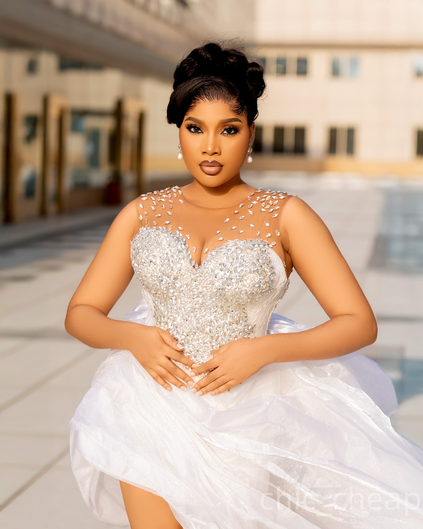 Aso Ebi A-line Ball Gown Prom Dresses 2025 Beaded Crystals High Split Evening Formal Party Second Birthday Engagement Gowns Plus Size Dress For Specia