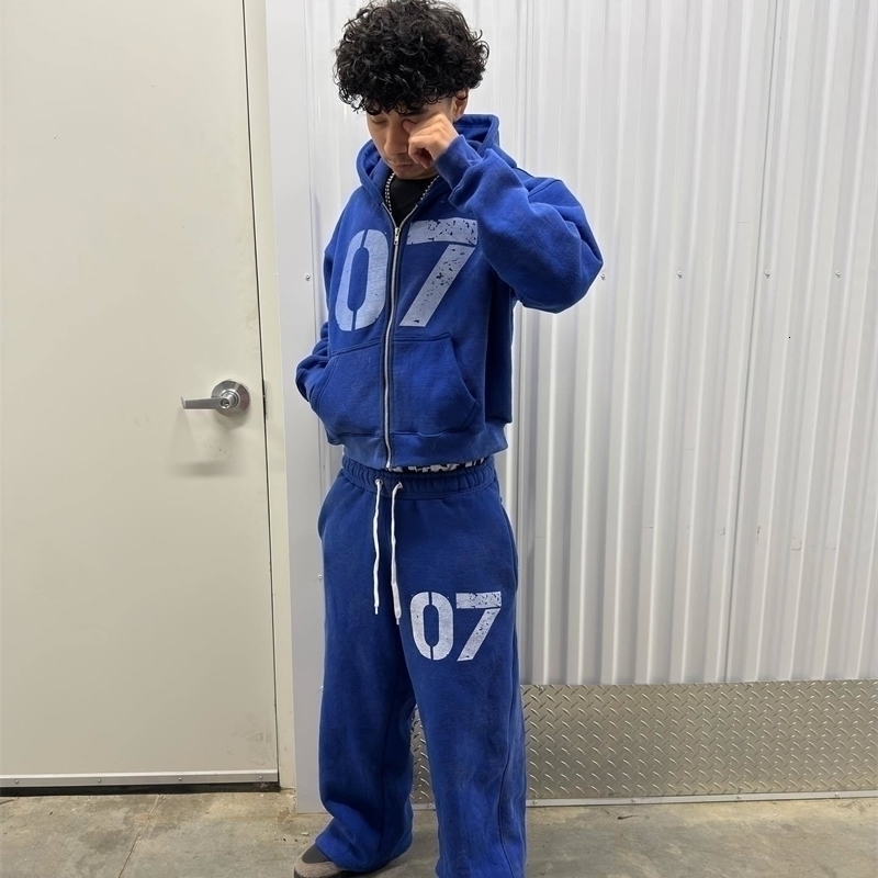 Y2k zipper cardigan fashion 07even hoodies women and men street casual sweatpants set sweatshirts tracksuit clothing w250815