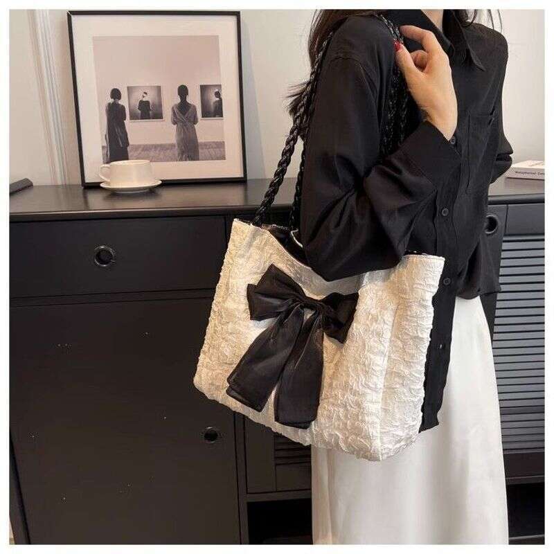 OLOEY Large capacity bowknot for women in 2023, new trendy and sweet shoulder bag, student commuting tote bag