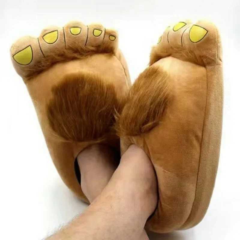 New Creative Cartoon Monster Feet Plush Cotton Slippers Fem Winter Couple Warm Cotton Shoes Personalized Indoor He Shoes Y250818