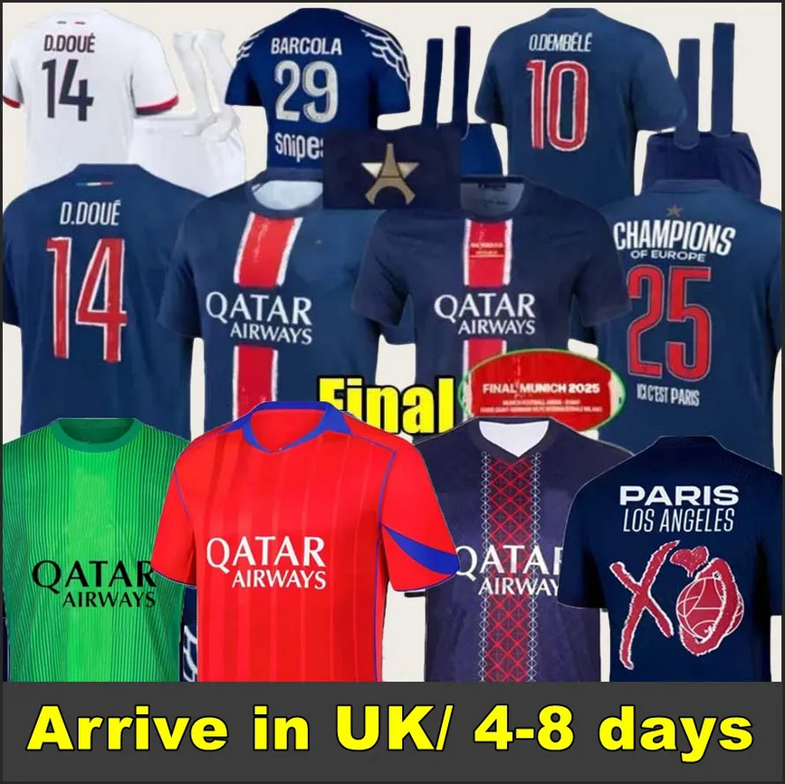 2025 2026 maillot de foot Kvaratskhelia soccer jerseys CHEVALIER JOAO NEVES HAKIMI football shirtS 25 26 hommes BARCOLA Zaire-Emery O.Dembele PARIS final PSGES D.Doue