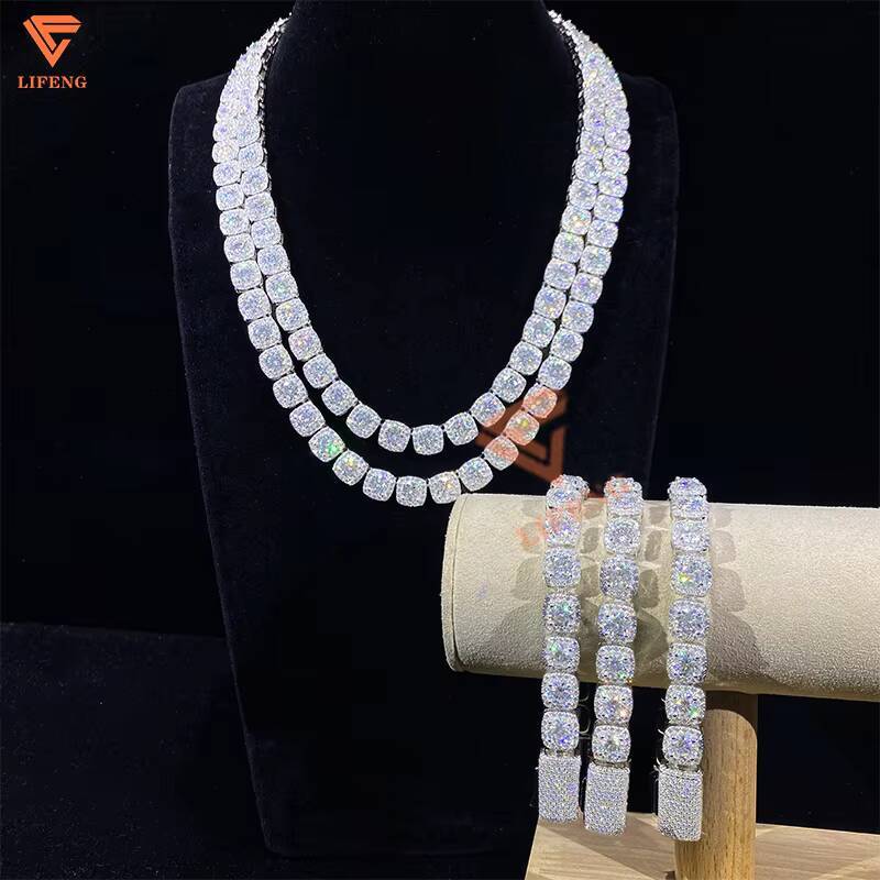 10mm Candy Necklace Chain VVS Moissanite Necklace Silver 925 Solid Men Diamond Tennis Chain Hip Hop Moissanite Tennis Necklace