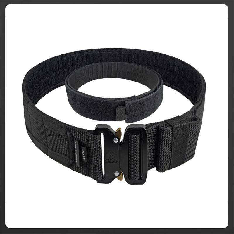 Men Tactical With Inner Metal Buckle Quick Release Laser Cut MOLLE Combat Two In One Battle Belt