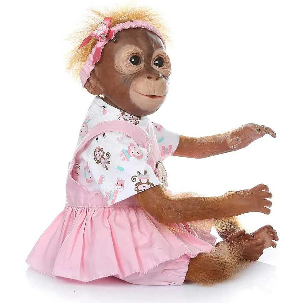 50cm Lifelike Monkey Doll Silicone Vinyl Reborn Baby Ape Newborn Like Real Orangutan Toddler Soft Babies Dolls Kids Toy Z250818