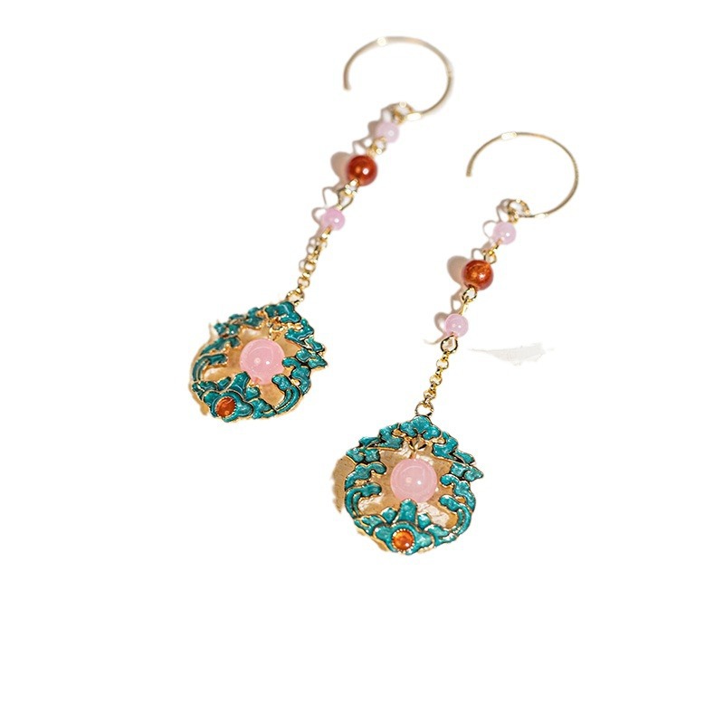 2025 Neo Chinese Wave Filigree Flower Drop Earrings Vintage Luxury Long Dangles for Women Wholesale Premium Oriental Jewelry