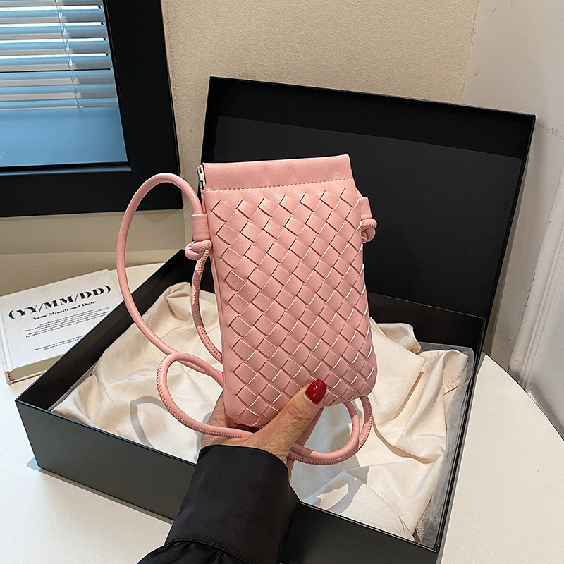 Free Shipping Designer Luxury Fashion New Mini Phone Bag Women's Handwoven Bag Simple Trendy Versatile Retro Compact Shoulder Crossbody Leisure B