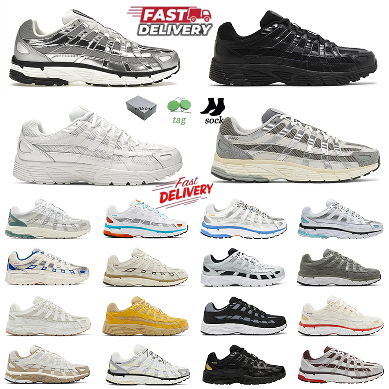 With Box Running Shoes P6000 Sneakers Designer Trainers Metallic Sier Black White Blue Anthracite Grey Flat Pewter Outdoor Training shoe For Men Womens size36-46 V5