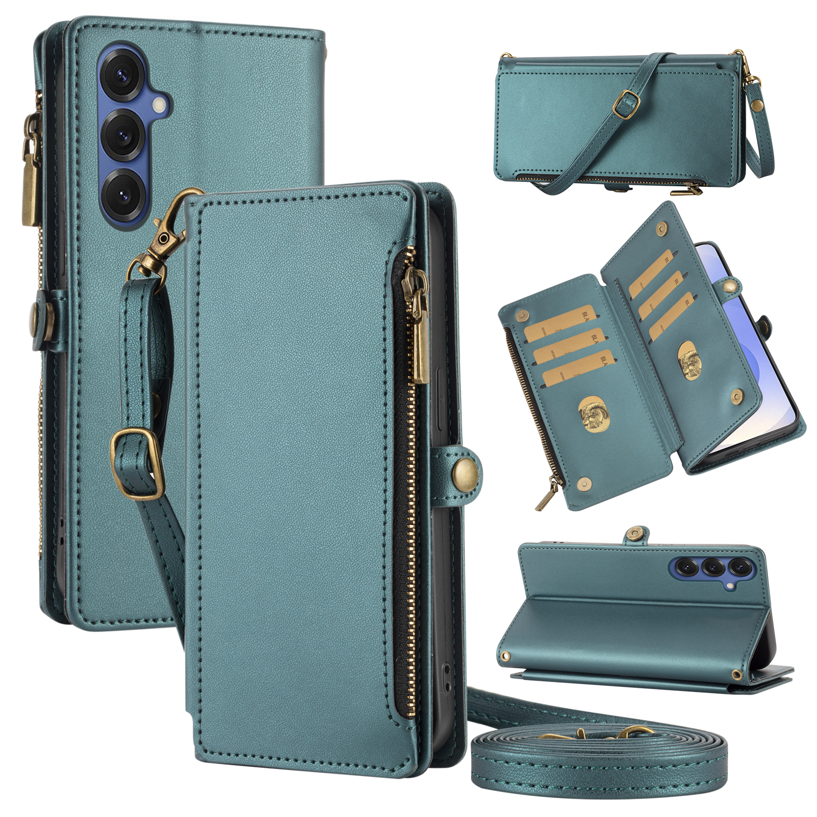 Leather Universal Smartphone Holder with Card Slots & Adjusting Belt