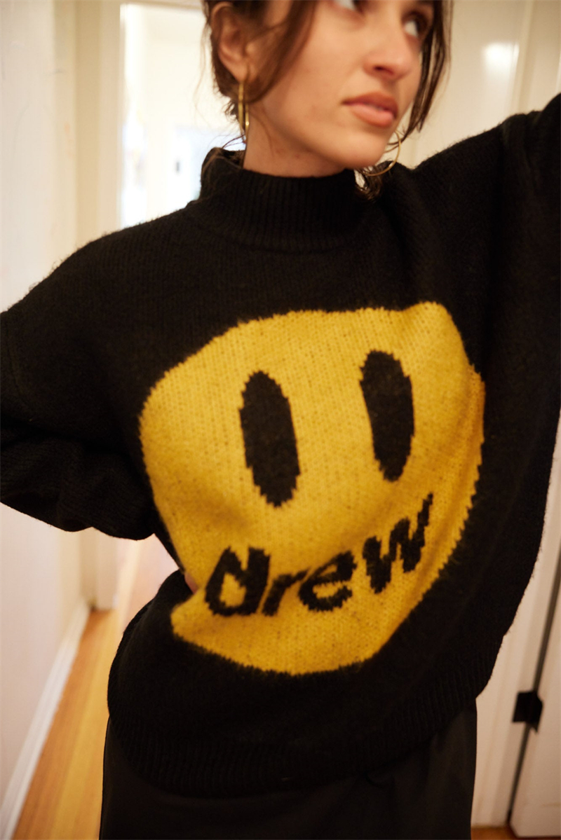 DREW new smilingface printed turtleneck sweater