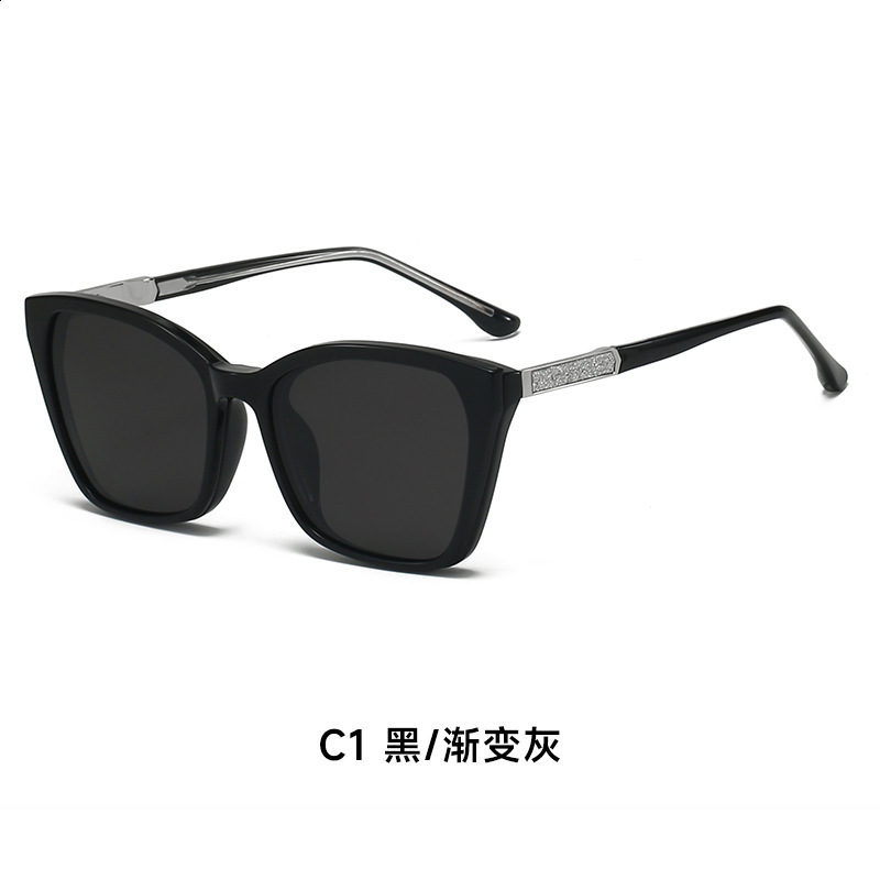 2025 New Cat Eye CP Insert Core Imitation Acetate Glasses Frame Travel UV Protection Magnetic Clip-on Lenses 220302