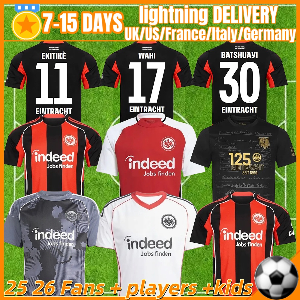 25 26 Frankfurt JAHRE Burkardt JAHRE Eintracht Soccer Jerseys 25 26 MARMOUSH KNAUFF MARMOUSH SKHIRI KOCH anniversary football kits 2026 home away thrid