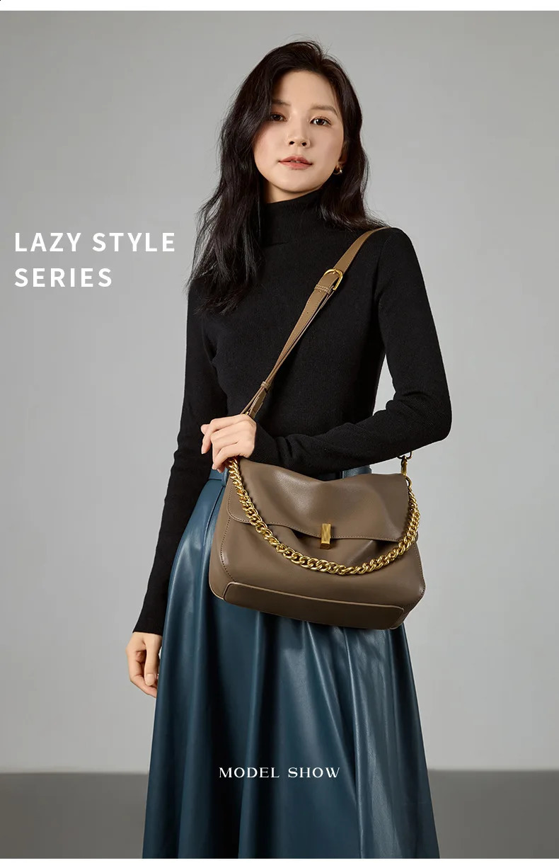 geniune leather Message Tote Chain bag womens composite handbag fashion quality shoulder crossbody purse Large capacity 250815