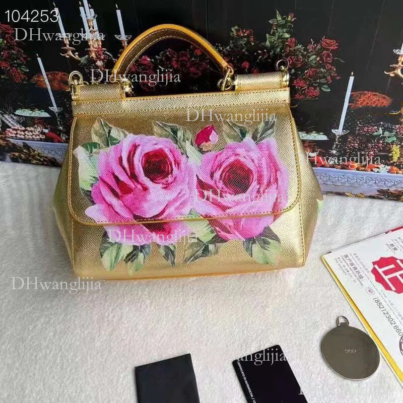DHGM Genuine Leather Printed designer bag High-end Women's Bag Sicily Single Shoulder Crossbody Handbag Fashionable Satchel