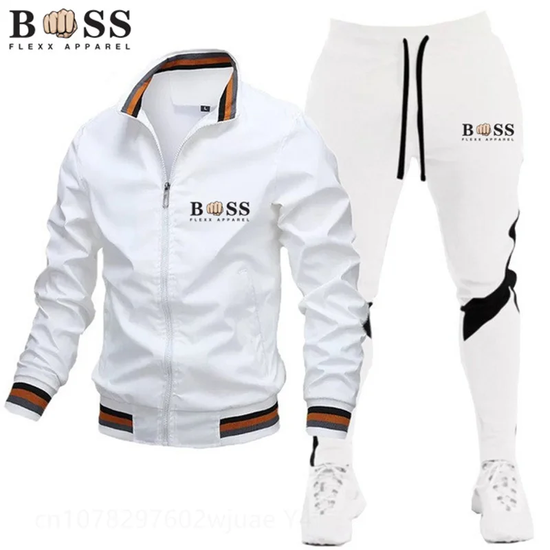 Men's Winter Sports Suit Slim Fit Brand Sportswear Cardigan Long Sleeve High Quality Running 2 Piece Set Jacket+Sweatpants