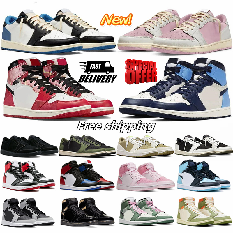 36-47 Basketball Shoes For Men Women 1 high Low Sneakers Dark Mocha Black White 1s University Bred Patent Lucky Pandas Light Smoke Grey Outdoor Sports Mens Trainers