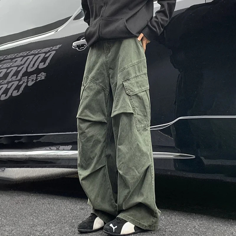 Autumn Big Pocket Mens Cargo Pants Japanese Y2k Harajuku Loose Straight Wide Leg Trousers Baggy Man Hip Hop Sweatpants 250815