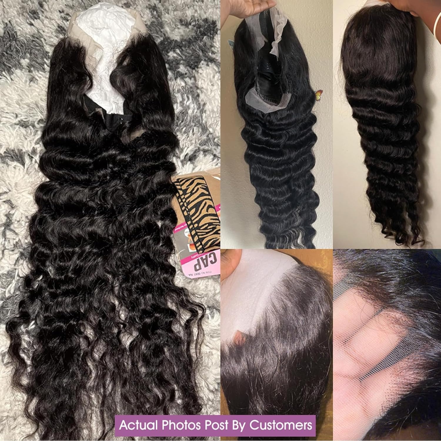 32 Inch 13x6 Deep Wave Lace Front Wigs Human Hair HD Lace Front Wigs Pre Plucked 200 Density Glueless Deep Curly Frontal Wigs for Women