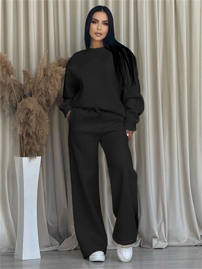 Streetwear 2 Piece Sets Women Outfit Fall Clothes Pullover Sweatshirt Top and Pants Casual Sweatsuits Woman 250818