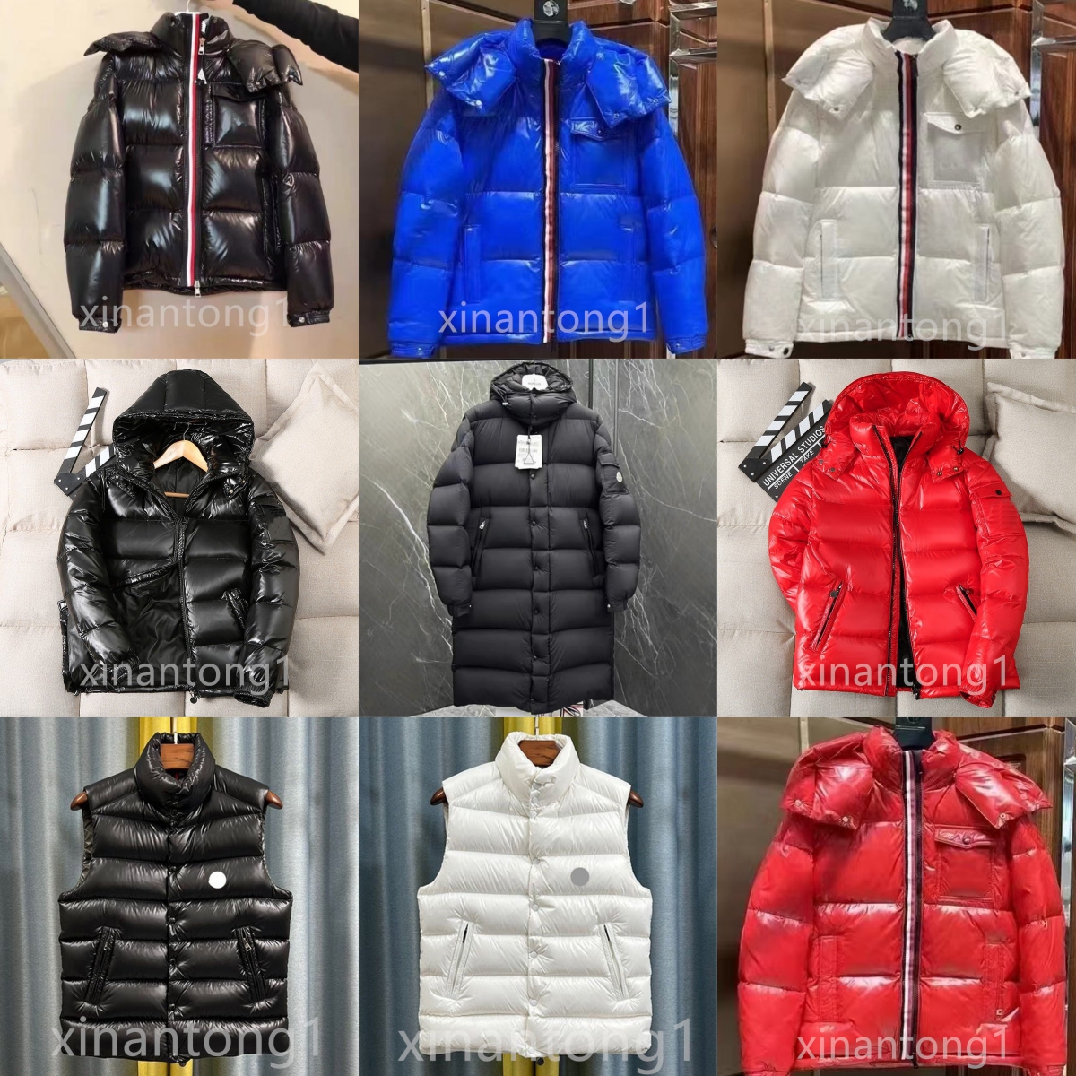 M mens jacket womens waistcoat puffer jacket correct version Round Zipper Grey Interior jacket Glossy surface waterproof mens down coat Asian size M-2XL xinantong1