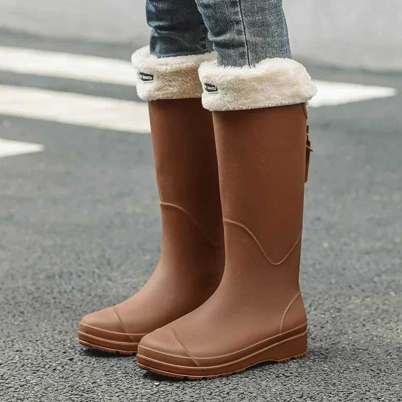 Womens Rain Boots Anti-Slip Thick Soles Outdoor Long Tube Rain Boots Waterproof Wear-Resistant Kihen Womens Boots XJ250818
