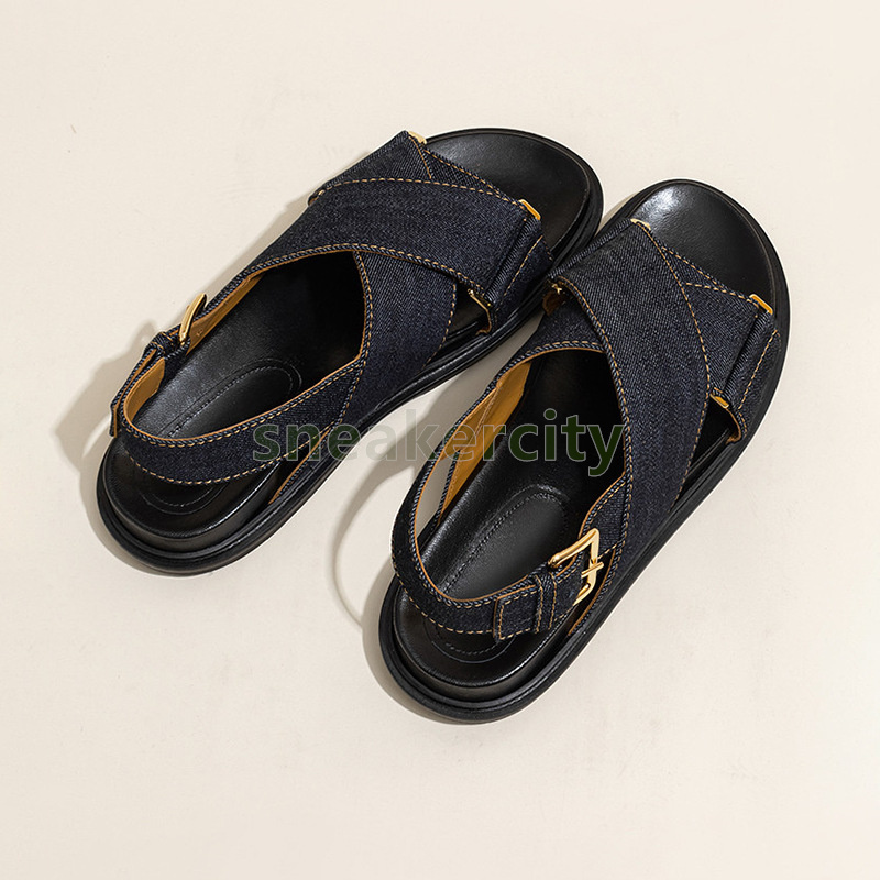 designer sandals summer denim sandal flat heels sandale lightweight breathable fashion ladies sandalen comfortable soft sole daily wear womens shoes