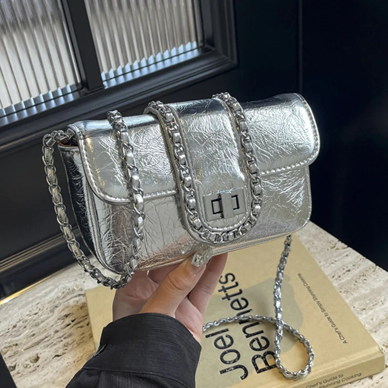 Silvery y Handbags And Purse Women Flip Bags PU Leather Messenger Shoulder Bag Female Chain Crossbody 250815