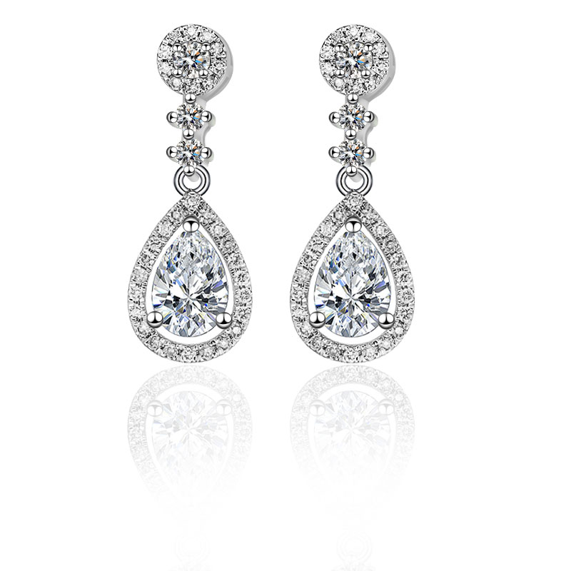MT 1ct *2 Pear Moissanite Earrings for Women Art Deco Style Pendant Chandelier Bridal and Bridesmaid Wedding 925 Silver Earrings Vintage