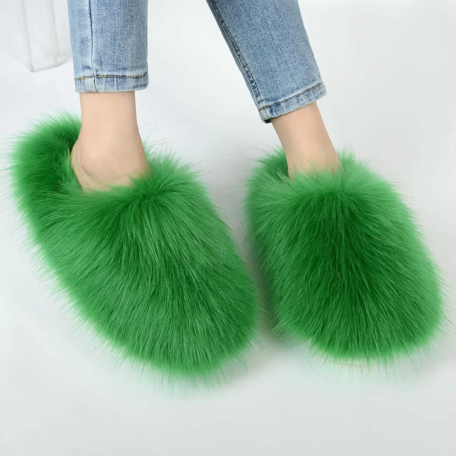 Mens Imitation Plush Warm He Cotton Shoes Indoor Fur Slippers Y250818