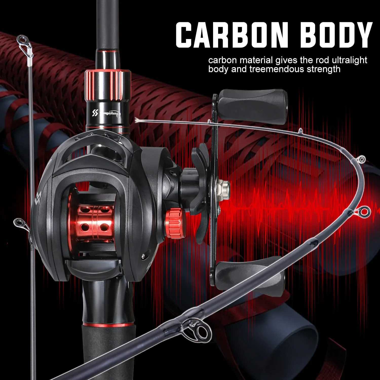 10kg Max Drag Baitcasting Reel Combo 1.8~2.1m Carbon Fiber Casting Rod with 7.2 1 Gear Ratio for Bass Y250818