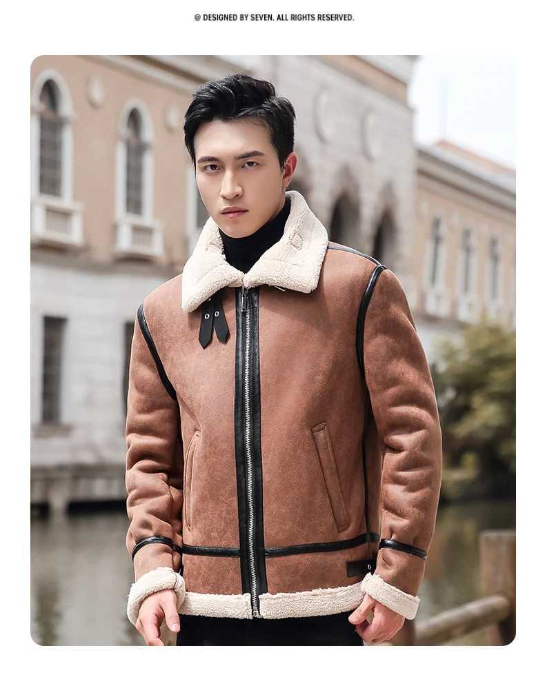 100% Cashmere PU Leather Jacket Men Plus Velvet Men Winter Warm Motorcycle Thickened Leather Coat Men Fleece PU Leather Coats XJ250818 - view 7