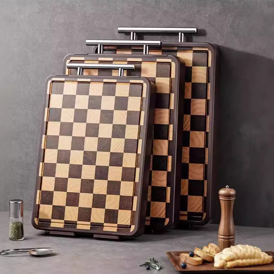 Checkerboard Double-Sided Mildew-Resistant Stainless Steel Cutting Household Thickened Multi-Functional Large Chopping Board ddmythur