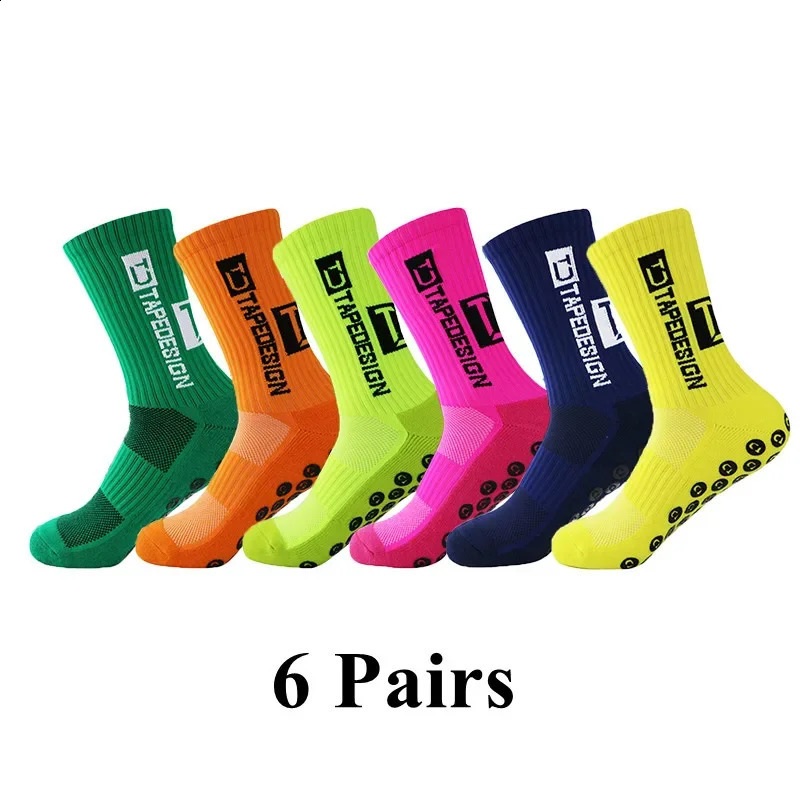 6PairsLot ANTI SLIP Tapen Football Socks Mid Calf NonSlip Soccer Sport Cycling Sports Mens Sock EU3844 250815
