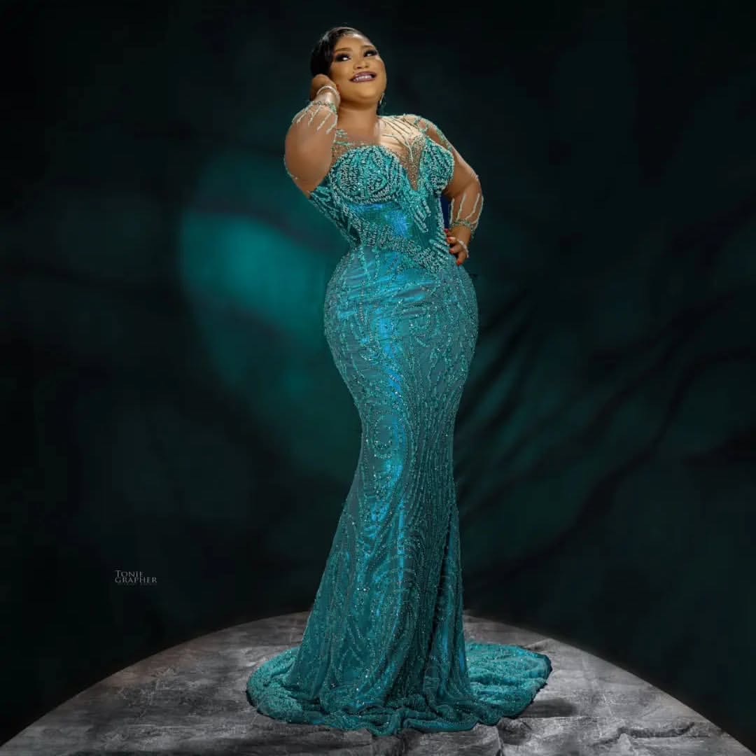 Hunter Green Mermaid Prom Dresses 2025 Beaded Sheer Neck Sequined Evening Formal Party Second Birthday Engagement Gowns Plus Size Dress For Special Oc