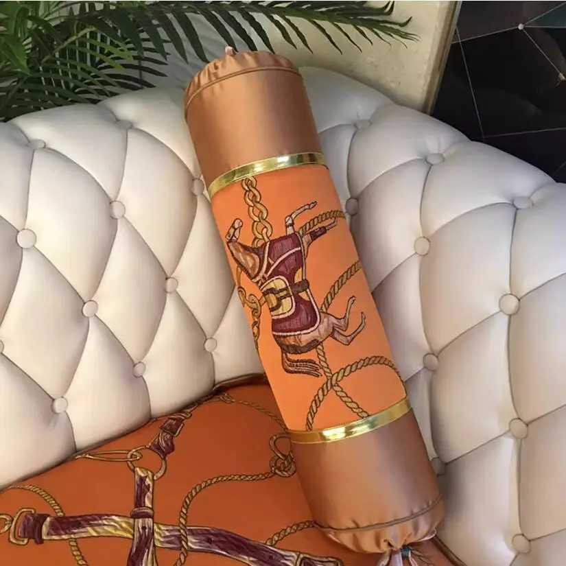European Long Candy Cushion Neck Bolster Cylindrical Satin Embroidery Cushion Headrest Throw Washable Home Decor S250818