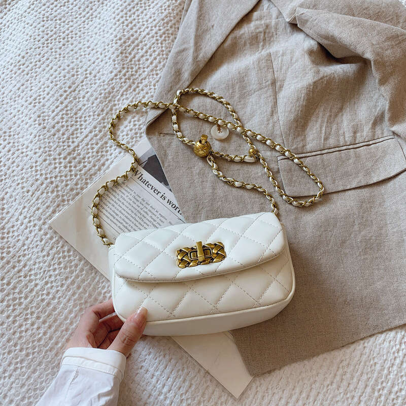 Nanfeng High-End Women's Designer Quilted Gold Ball Bags Chain Small Square Fashion Versatile Shoulder Crossbody Bag