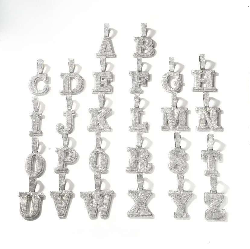 A-Z Sterg Sier Shiny VVS Moissanite Letter Pendant with 3mm 24inch Rope Chain Jewelry for Men Women Nice Gift