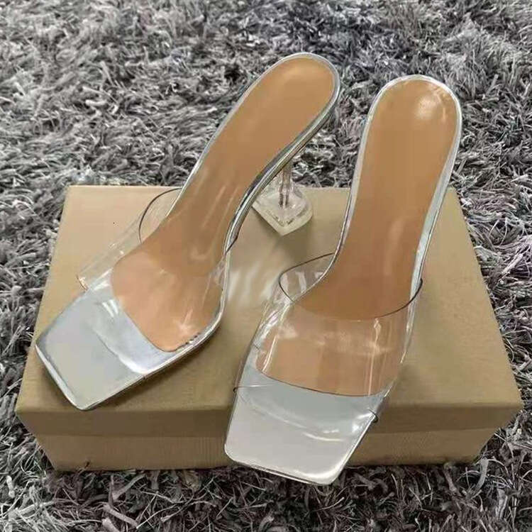 35-43 Plus Size Crystal Slippers Women, Available in Designer 6 Colors, One-Strap Transparent Leopard Print High Heel Sandals for Women