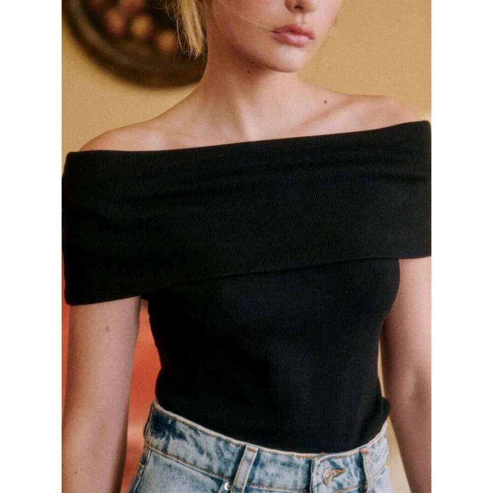 hoodie Women Off-Shoulder Knit Tshirt Sexy Slash Neck Slim Lady Top Summer jacket